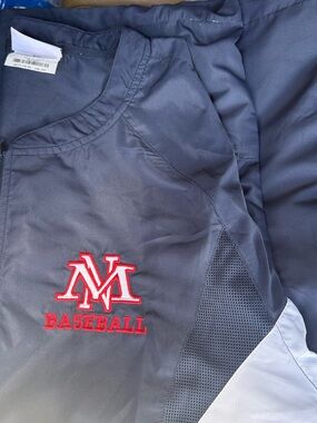 Unbranded Men's Navy Blue Baseball Jersey with Red Embroidered Logo